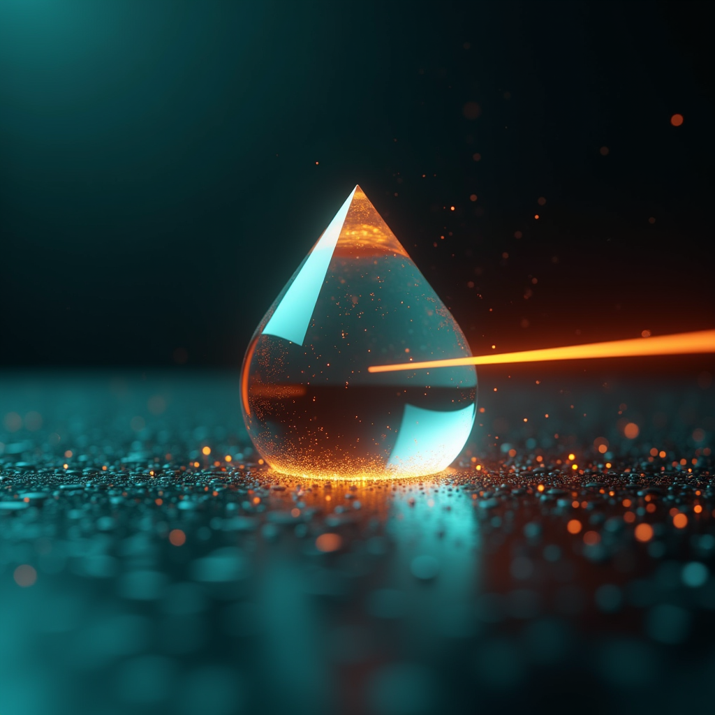 A glass prism splits a faint laser beam into discrete light