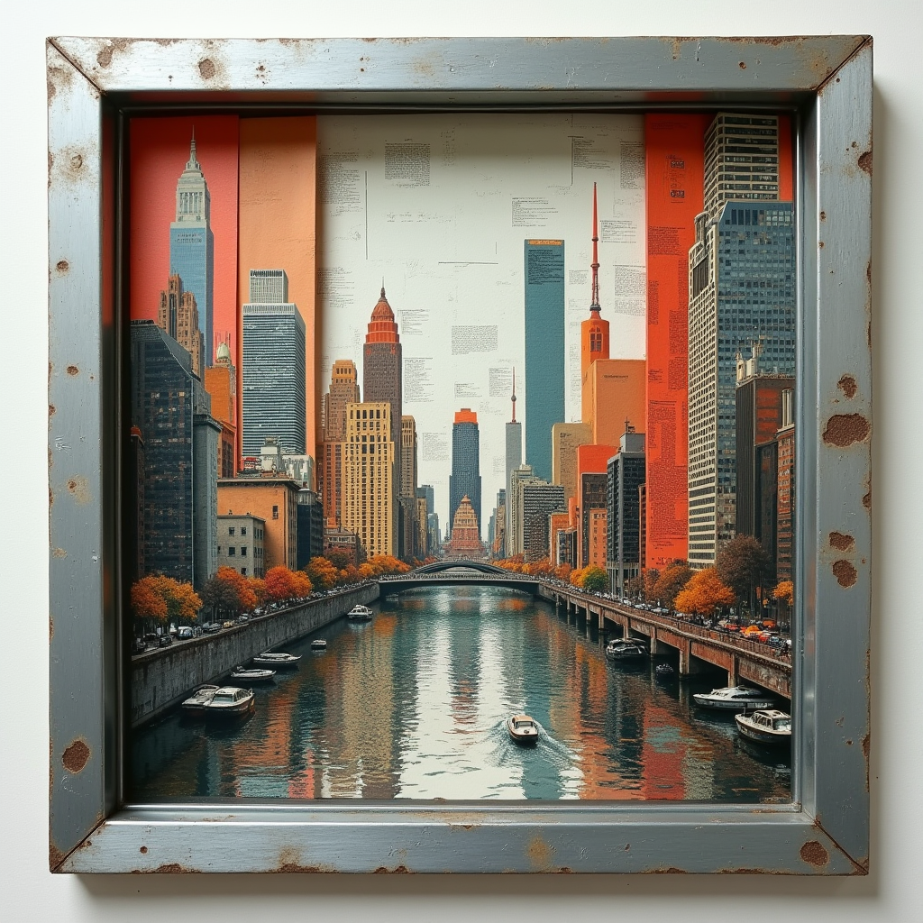 An adjustable metal window frame slowly expanding to reveal