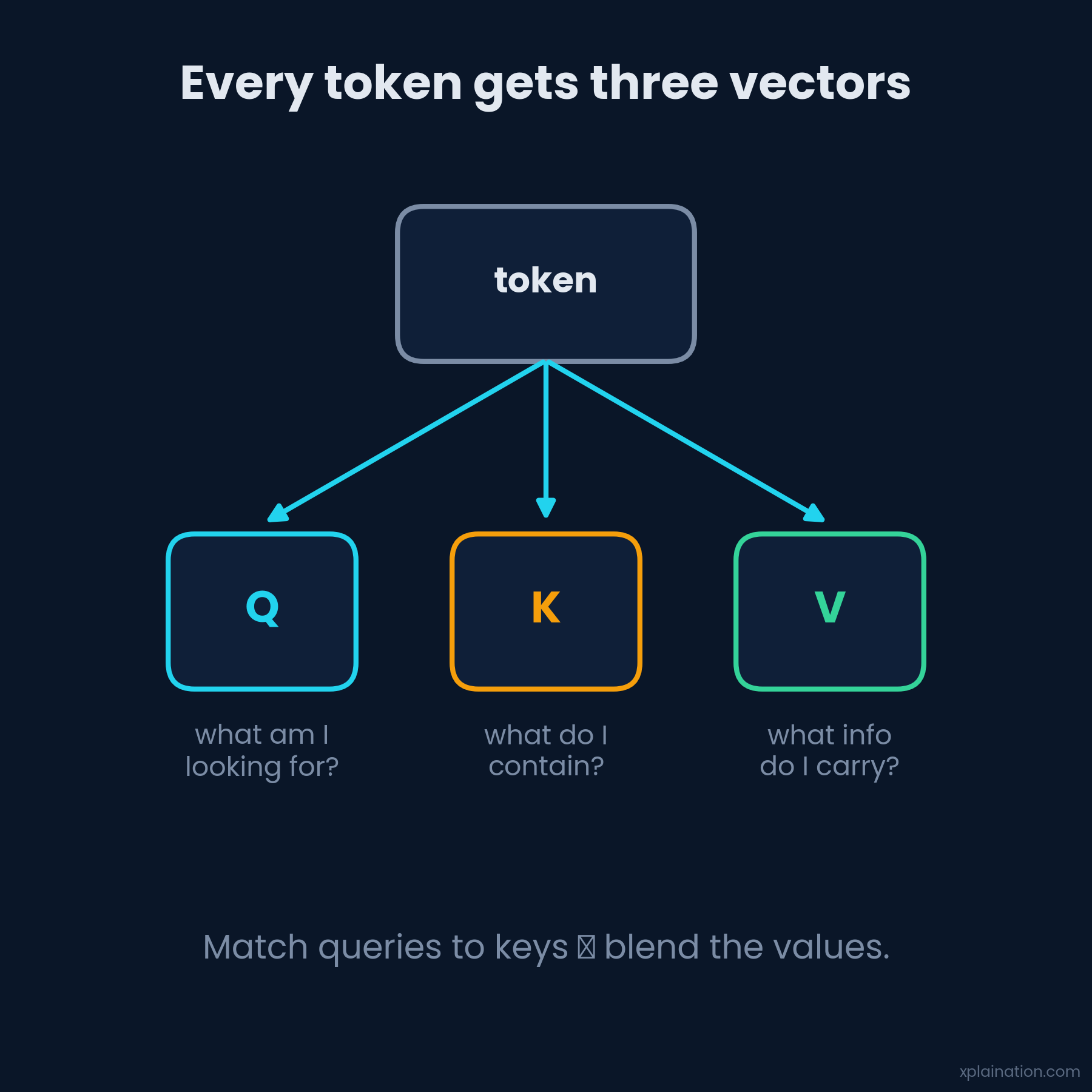 Every token gets a Query, Key, and Value vector