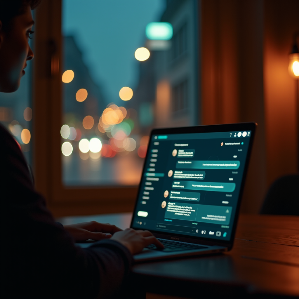 Over the shoulder shot of a laptop screen running a local AI