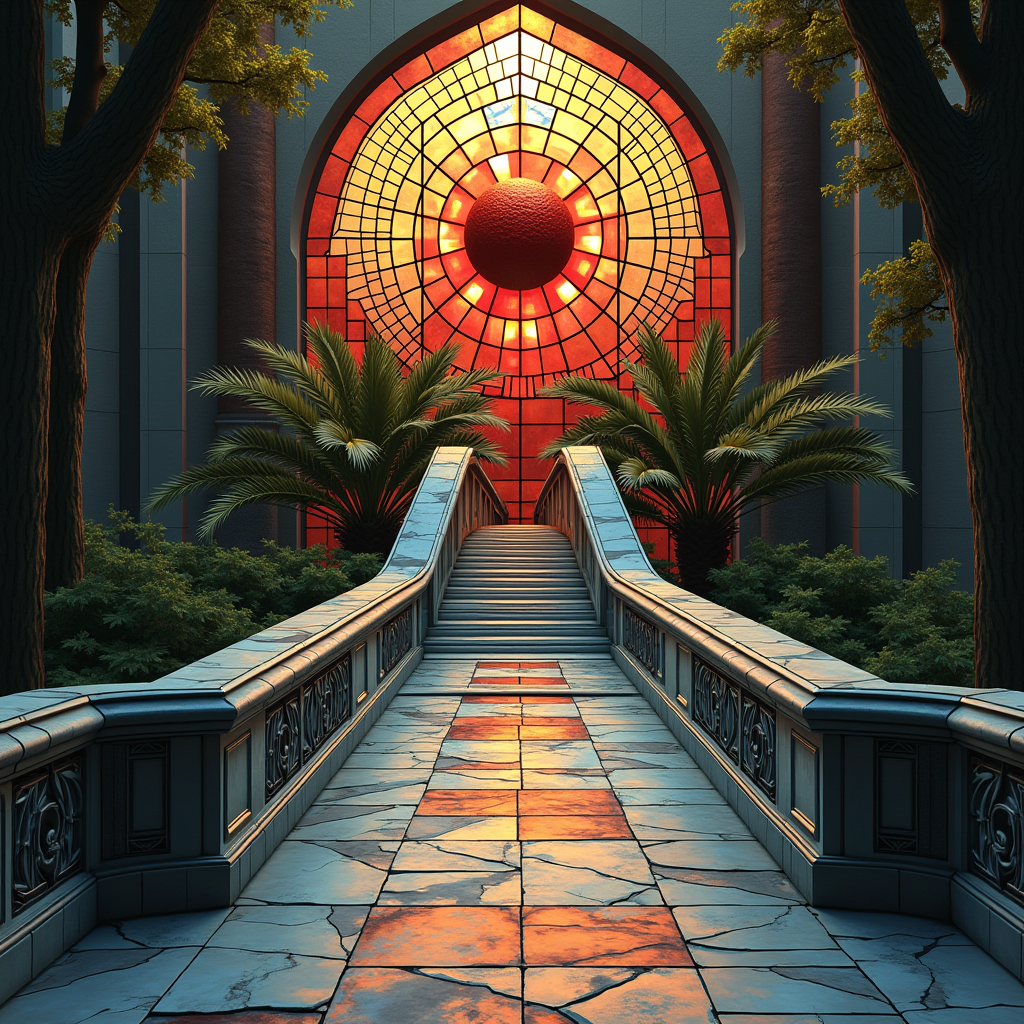 A pristine marble bridge groans under a single, impossibly d