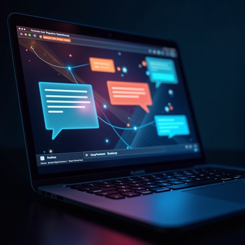 Close-up of a laptop screen displaying a sleek conversationa