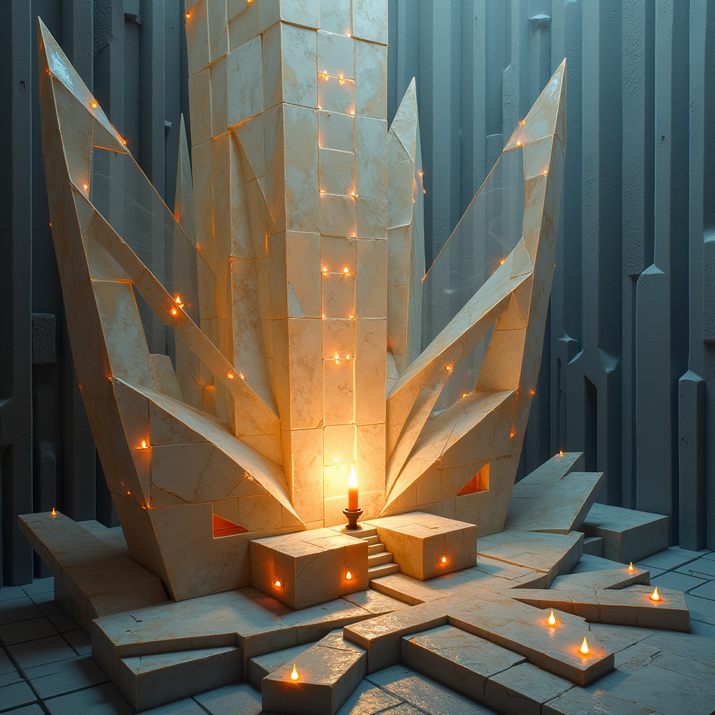 A crystalline loom weaving luminous threads into precise geo