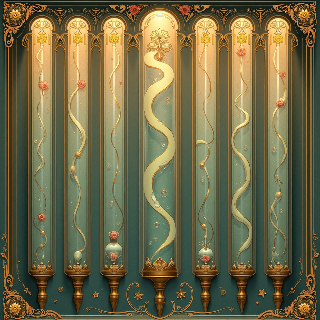 A row of clear glass tubes with internal float valves, water