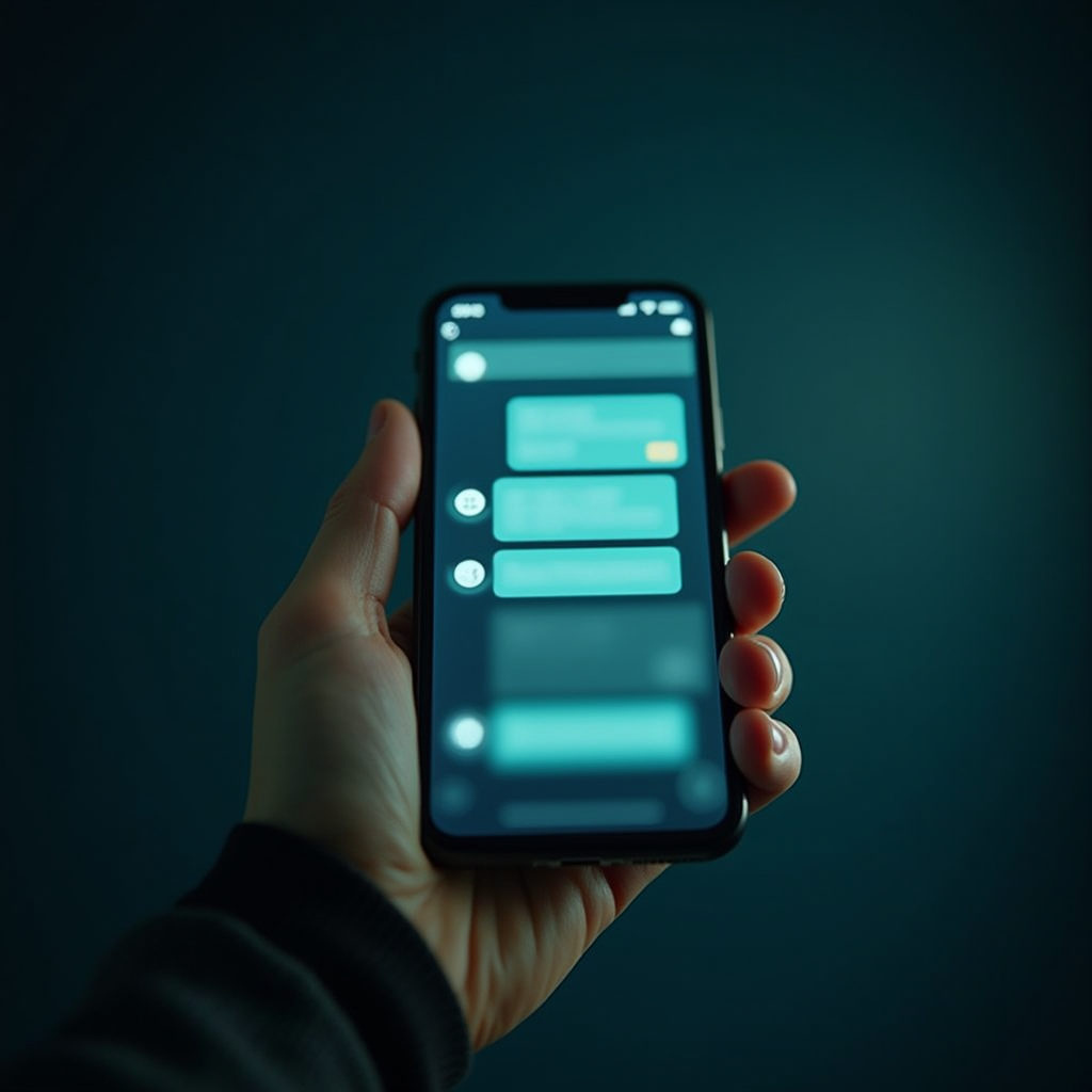 Close up of a smartphone held in landscape orientation, scre