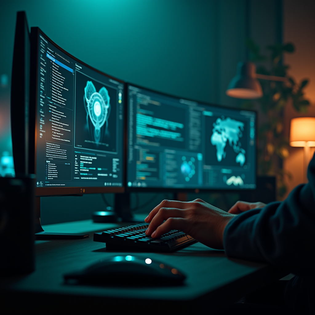 A developer testing multiple AI applications simultaneously