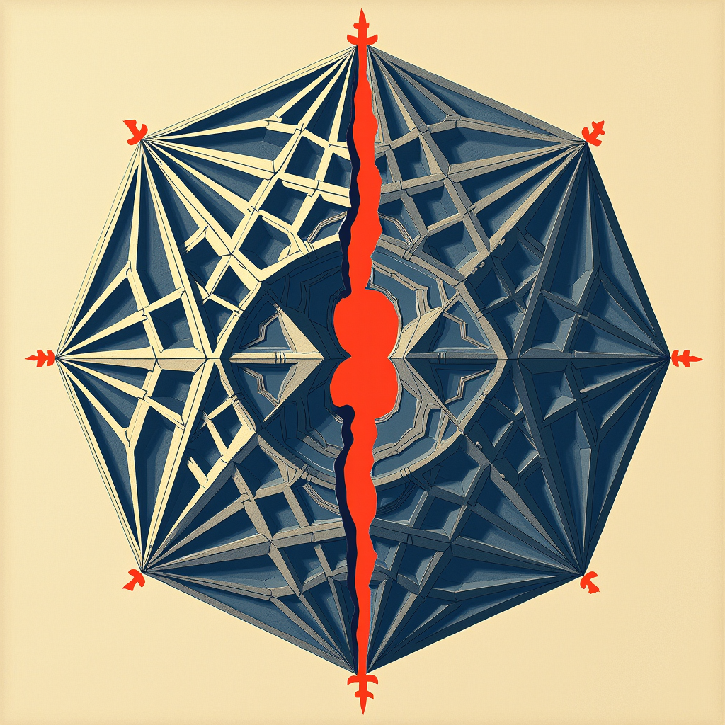 A complex geometric crystal lattice structure with a distinc