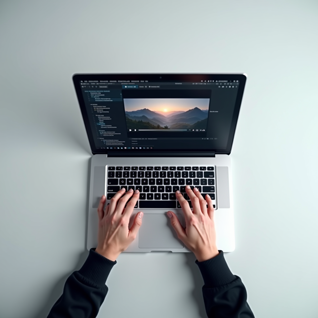 Overhead shot of a developer’s hands typing on a mechanical