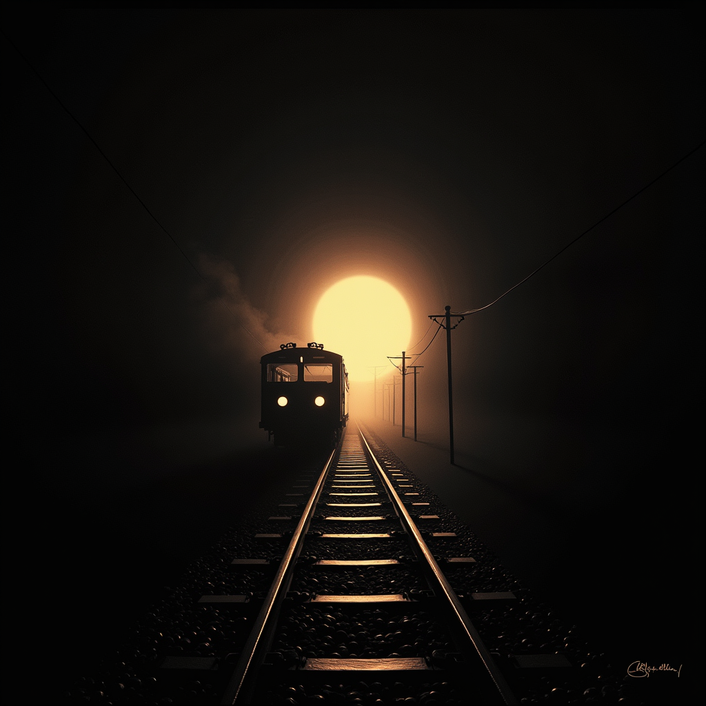 a conceptual illustration about The Train That Won't Leave: 