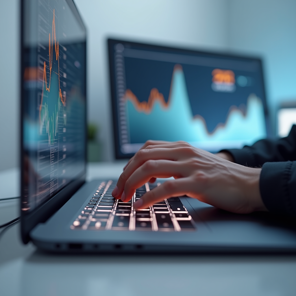 Close-up of hands rapidly typing on a mechanical keyboard wh