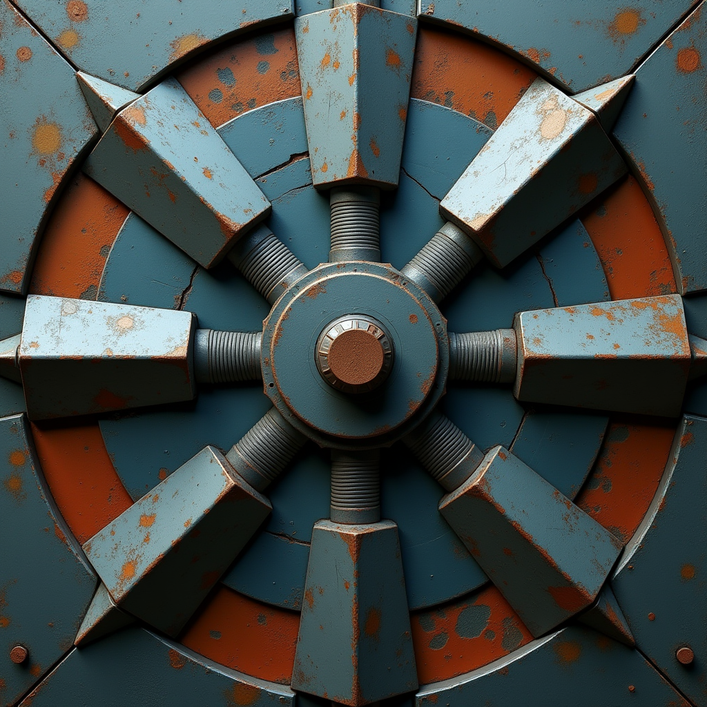 A reinforced data vault surrounded by nine interlocking meta