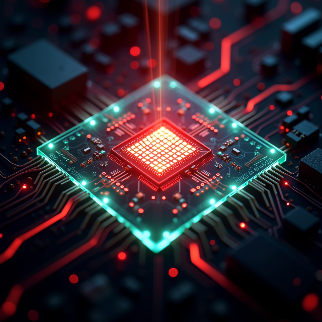 A microprocessor core where light beams travel through trans