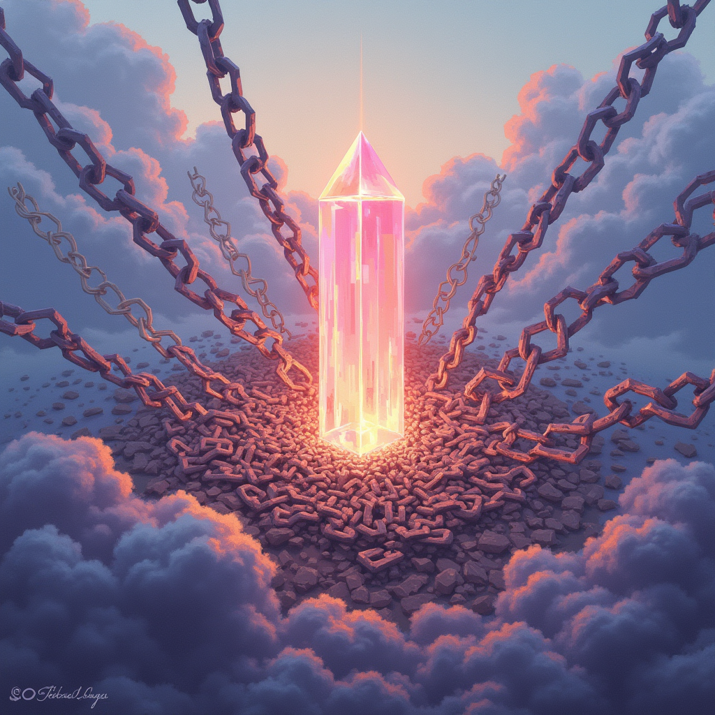 A chaotic swarm of iron chains collapsing inward to form a s
